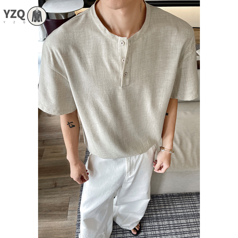 Linen Shirt Breathable - T-shirt à manches courtes pour hommes,
