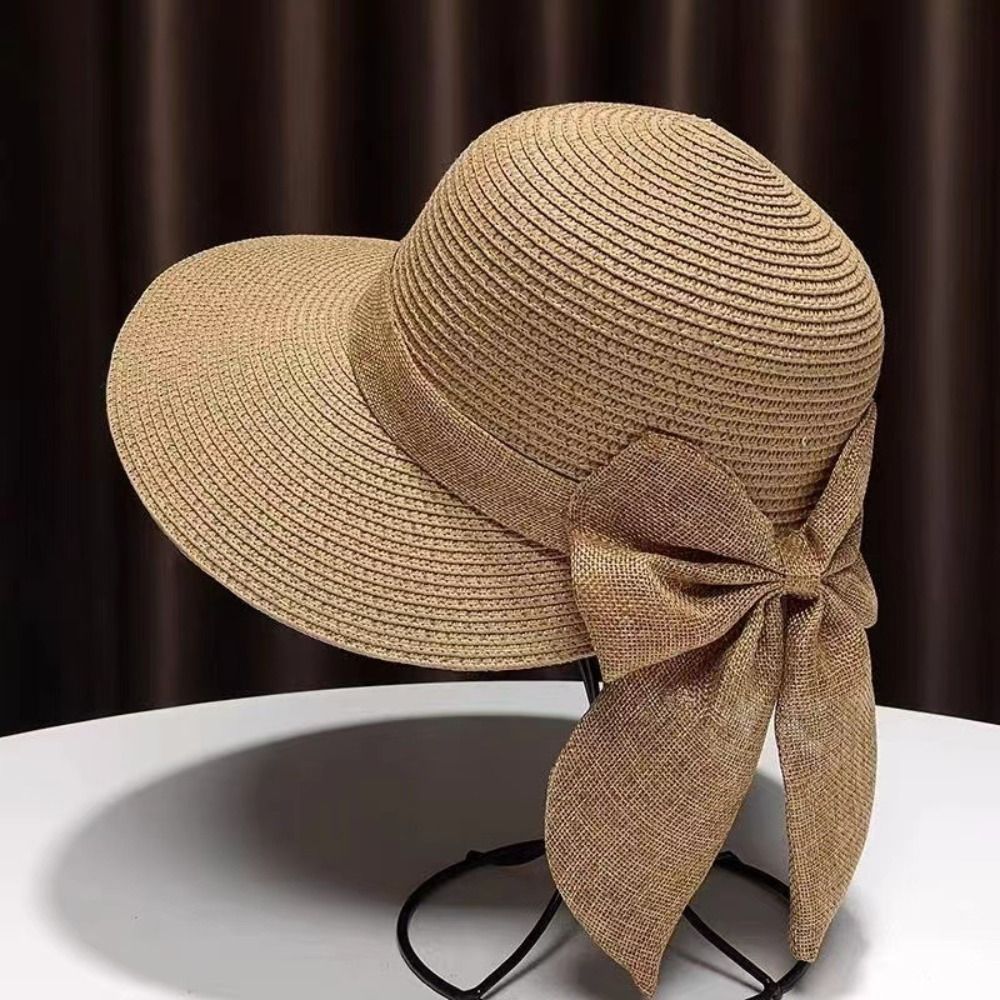 Bucket Hat Straw - Chapeau de soleil à nœud papillon