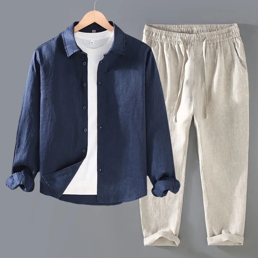 Linen Shirt Breathable - Chemise Homme Décontractée à Manches Longues
