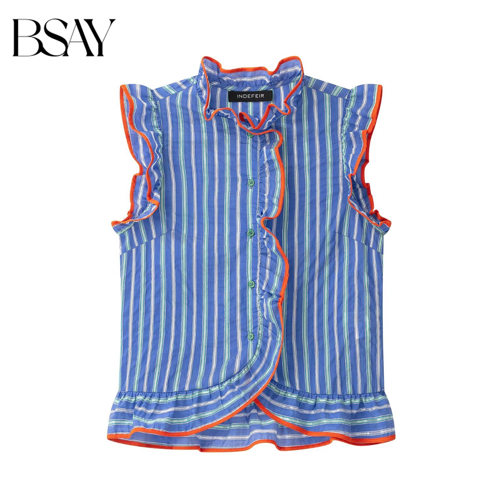 Shirt Camp Collar - BSAY Blouse sans manches rayée colorée