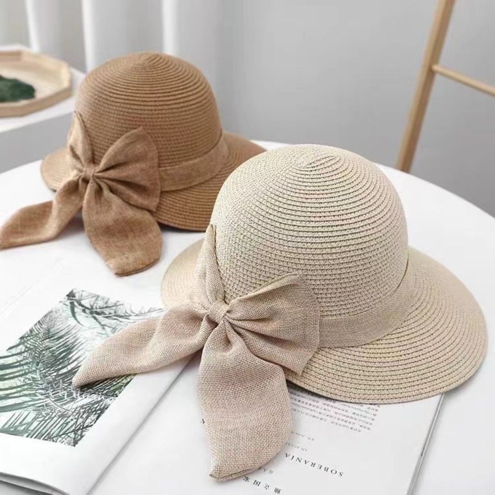 Chapeau de soleil à nœud papil - Bucket Hat Straw avis et prix
