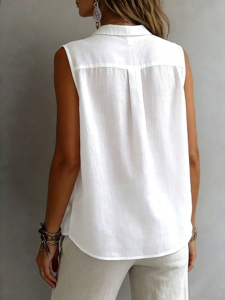 Chemise sans manches élégante  - Shirt Camp Collar avis et prix