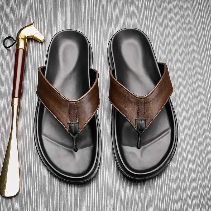 Nouvelles tongs d'été 2026 pou - Flip Flop Leather Men avis et prix